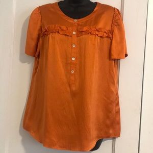 J.Crew Silk Orange Blouse with Ruffle Detail